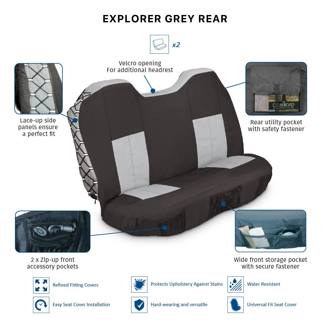 Explorer 2Pc Rear Car Seat Cover Set